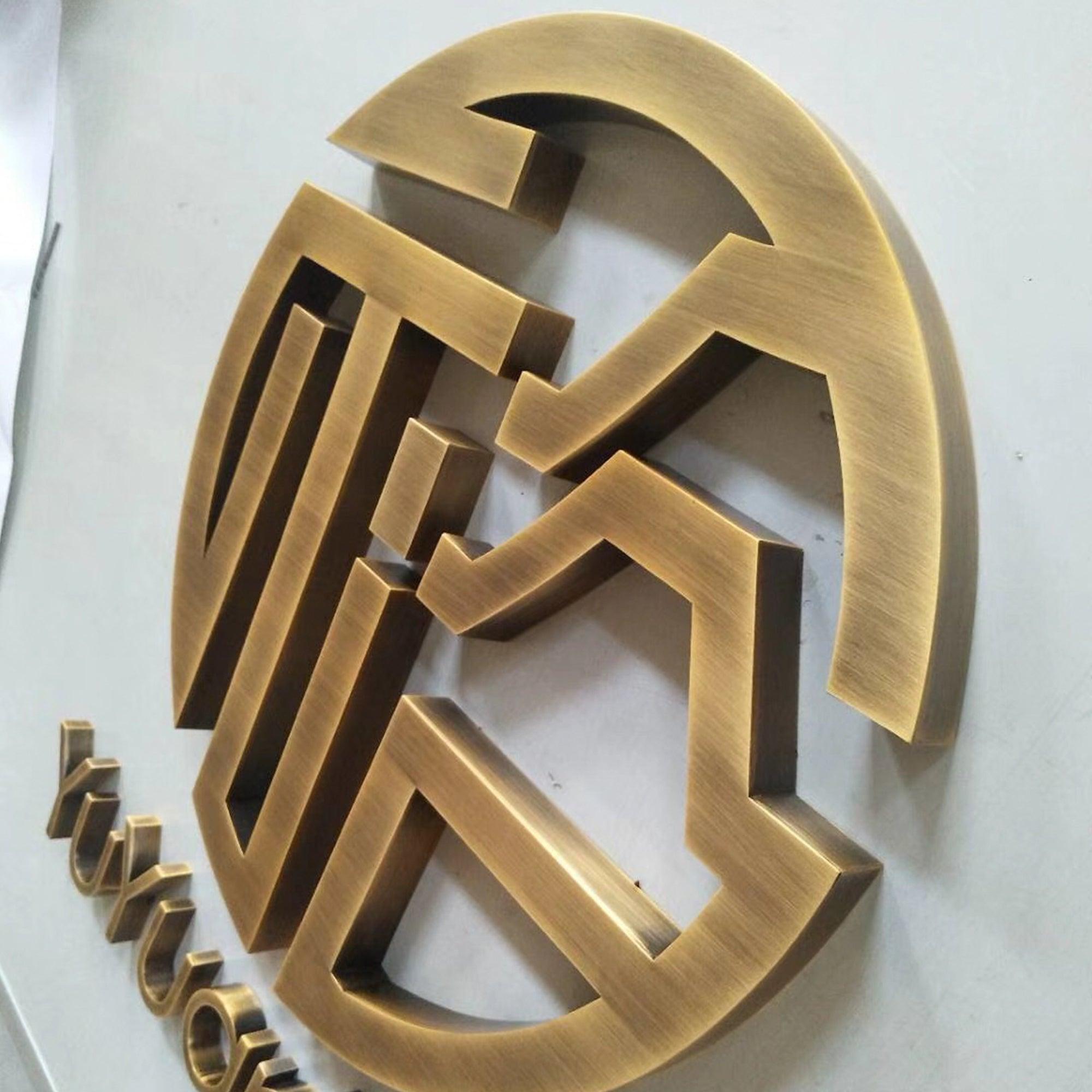 Customized Vintage Metal Letters Sign Bronze Stainless Steel 3d Channel Letter Wall Logo Store Company Brand Signage