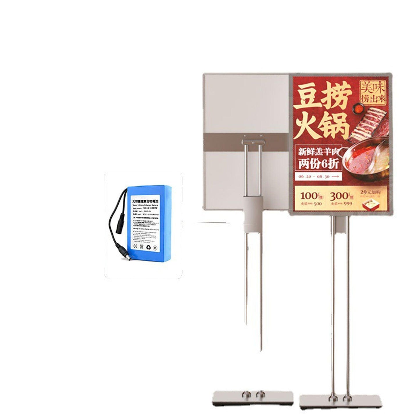 Free Standing Tempering Glass Ultra Thin Lightbox Adjustable Portable LED Advertising Screen Display