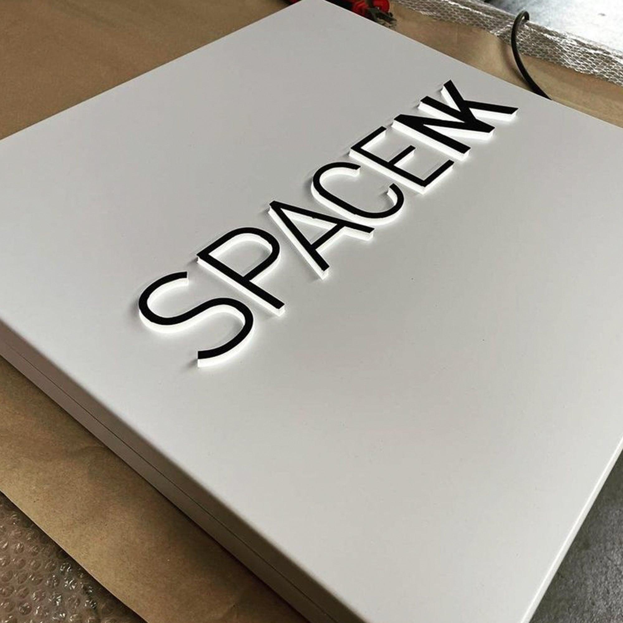 Blade Logo Sign Custom LED Lightbox Signs Stainless Steel Double Lit Shop Front Commercial Sign