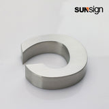 Company sign silver brushed finish metal 3D channel letters for wall indoor business decor
