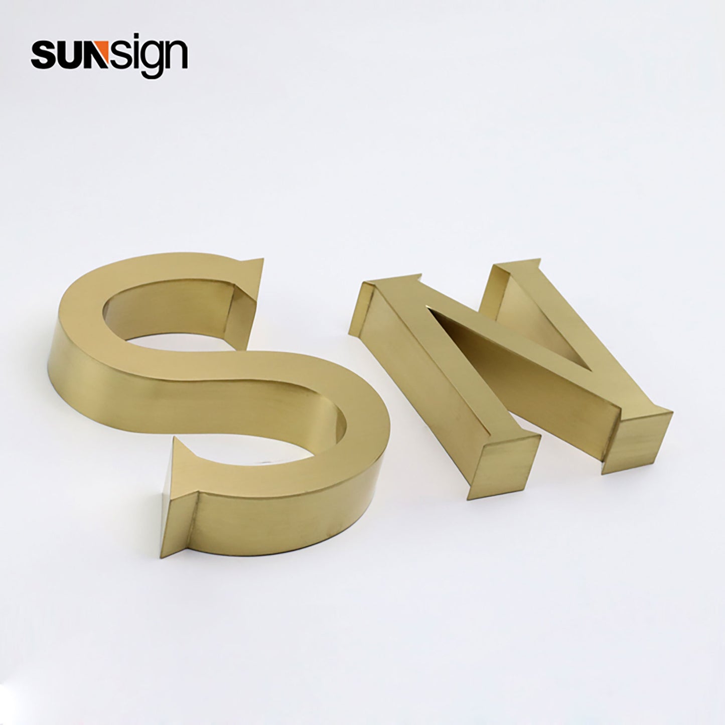 3D Metal Logo Gold Coated Stainless Steel Channel Letters For Indoor Office Company Wall Signs