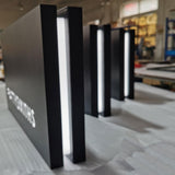 Outdoor store front double sided illuminated rectangle stainless steel led light box wall blade sign