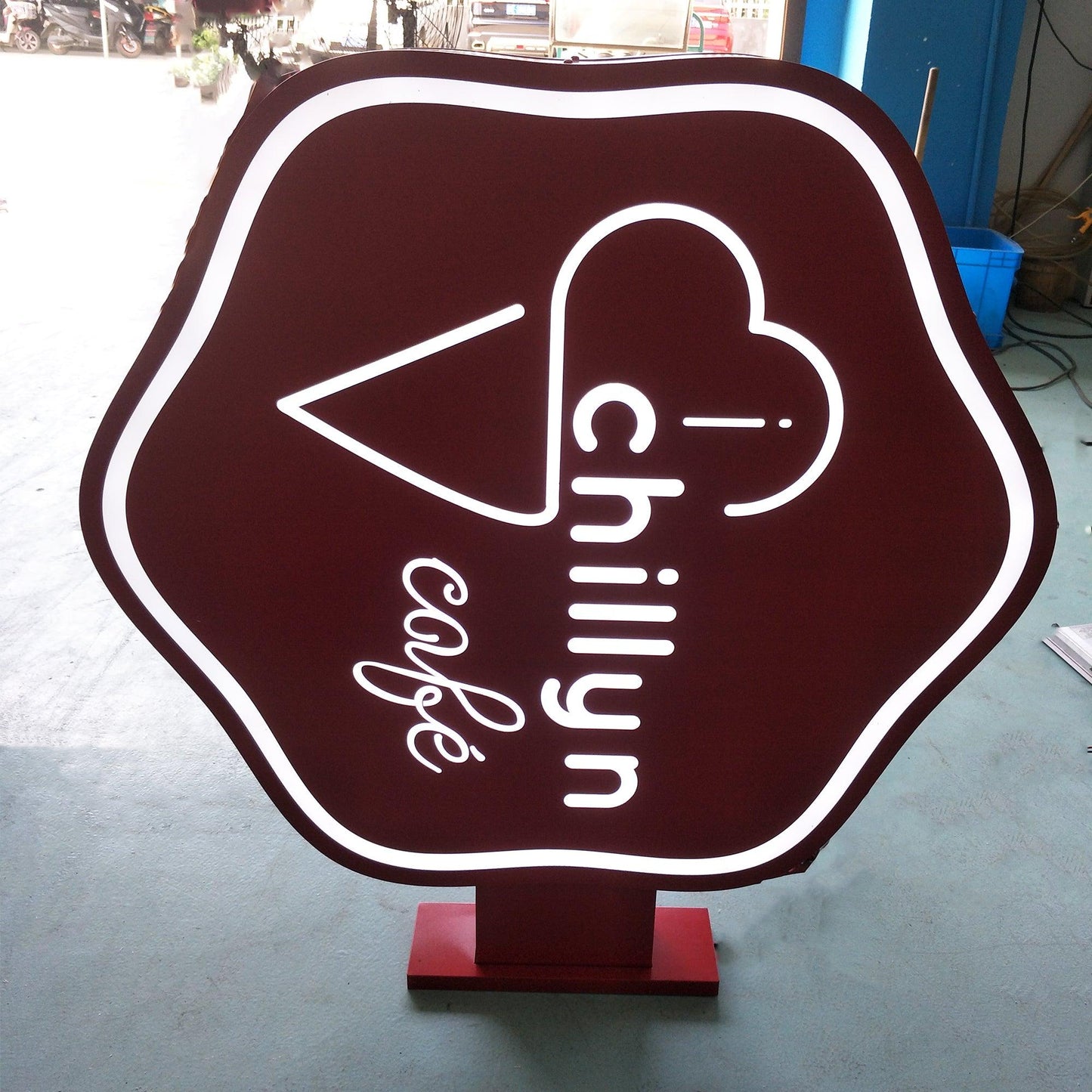 Custom business display led acrylic light box wall led sign coffee restaurant outdoor blade sign