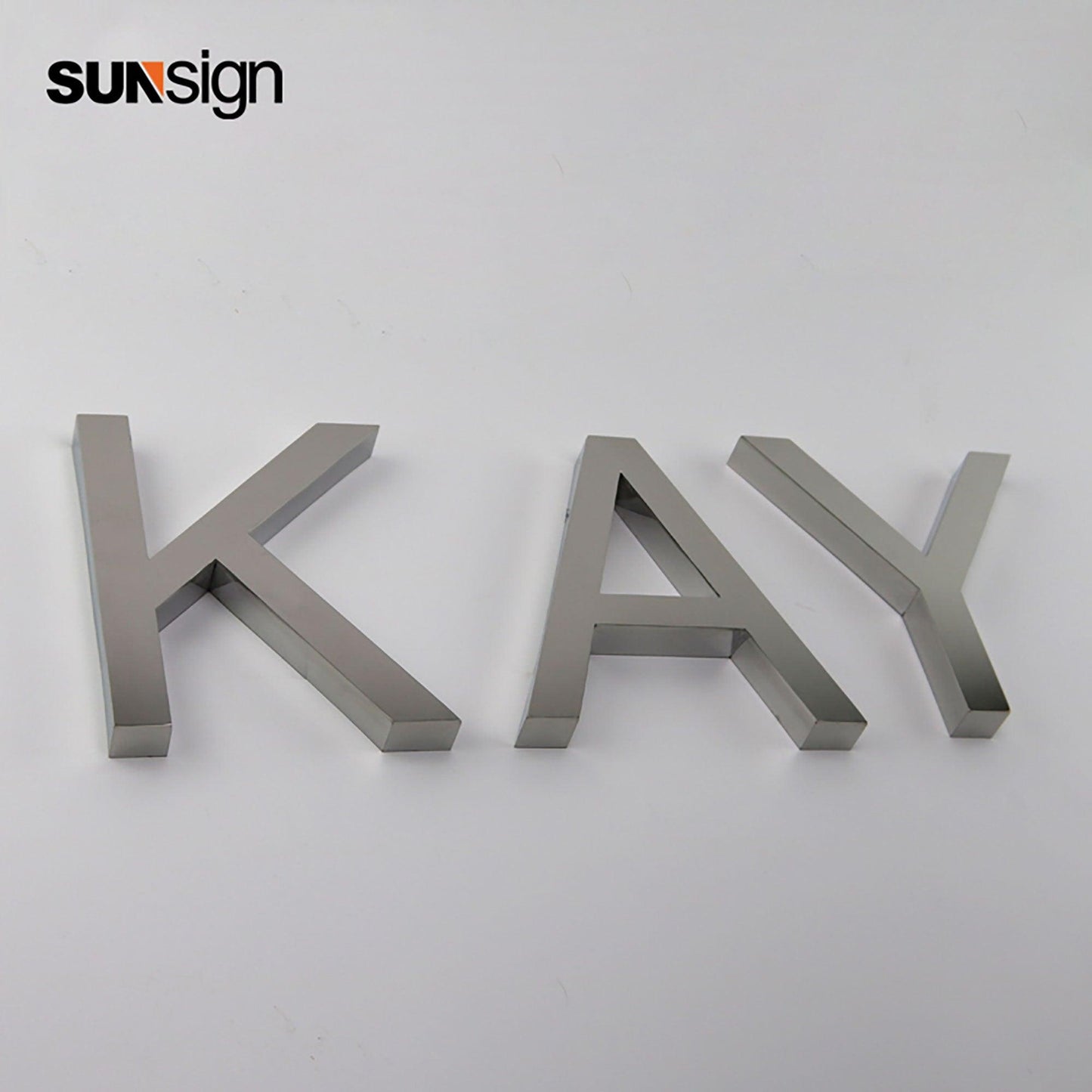 Flat cut stainless steel letters for wall indoor silver mirror finish channel letters business signage