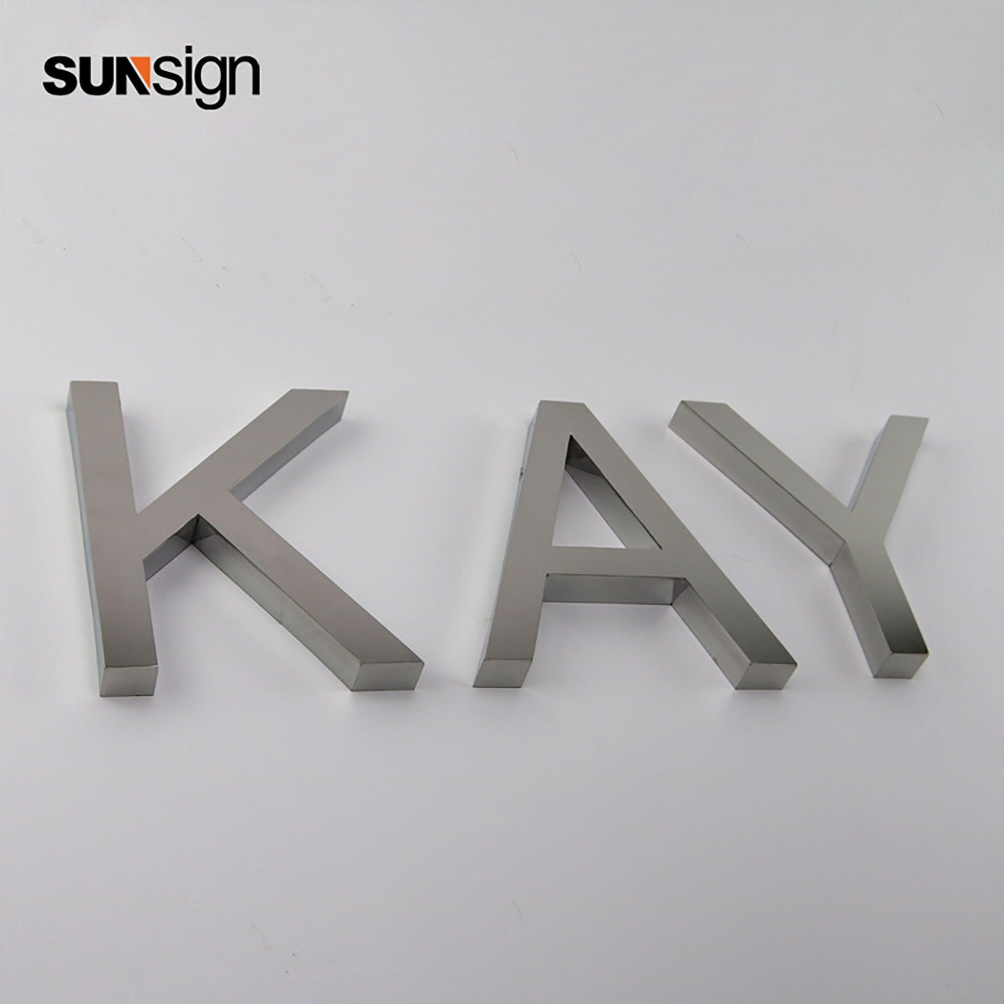 Flat cut stainless steel letters for wall indoor silver mirror finish channel letters business signage