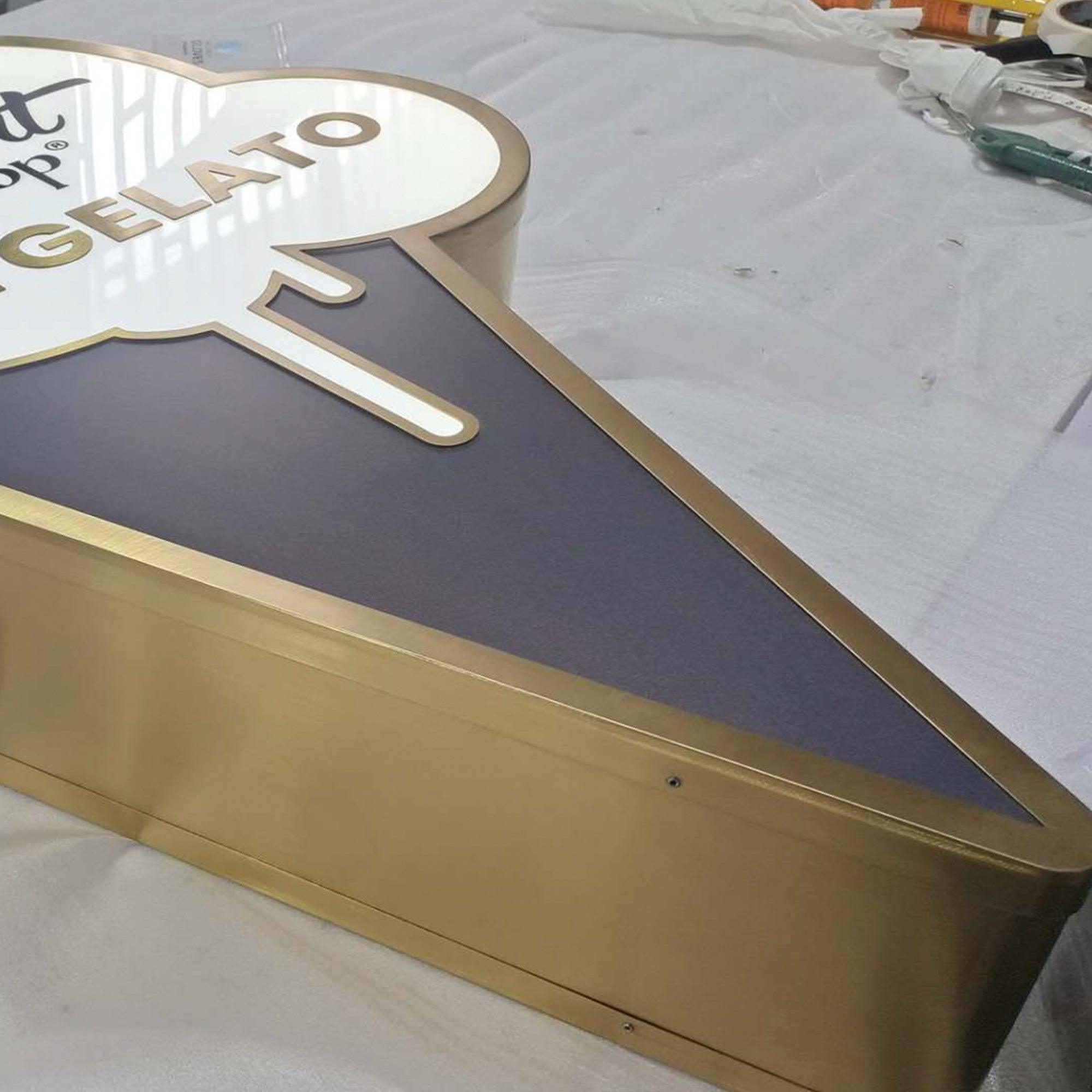 Custom Blade Sign Coffee Shop Double Sided Illuminated Stainless Steel Lightbox Signage