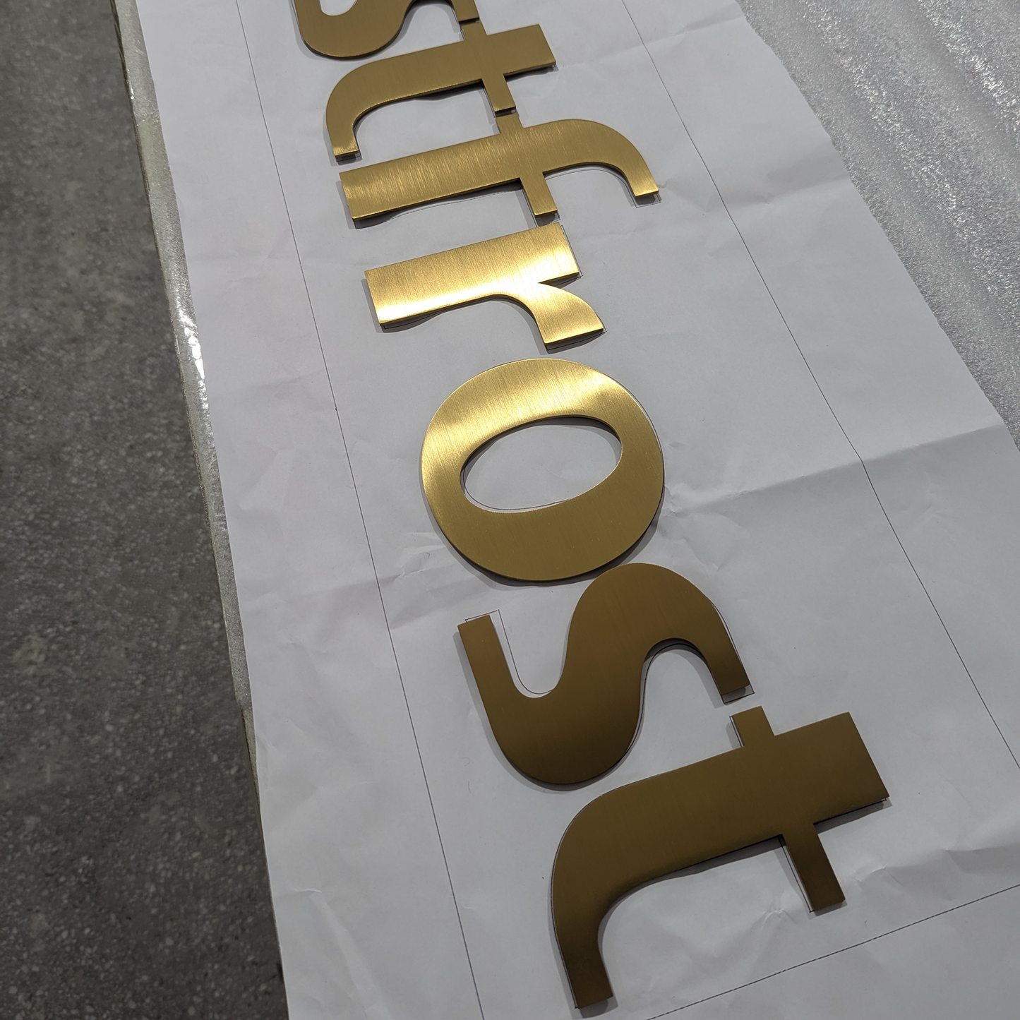 3D Solid Metal Sign Letters Laser Cutting Gold Brushed Letters Company Advertising Interior Stainless Steel Sign