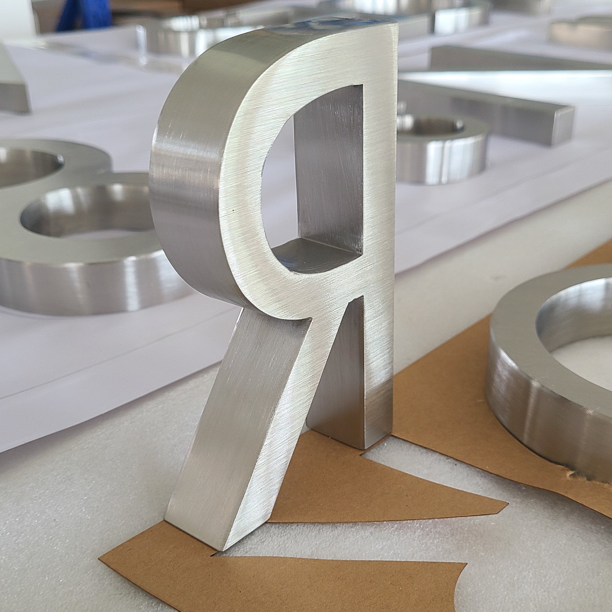 3D Stainless Steel Channel Letters Storefront Brand Logo Sign Metal Brushed Letters Sign
