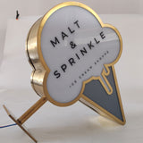 Custom Ice Cream Shope Wall Blade Double Sided Led Lightbox Signs Outdoor Business Illuminated Signboard