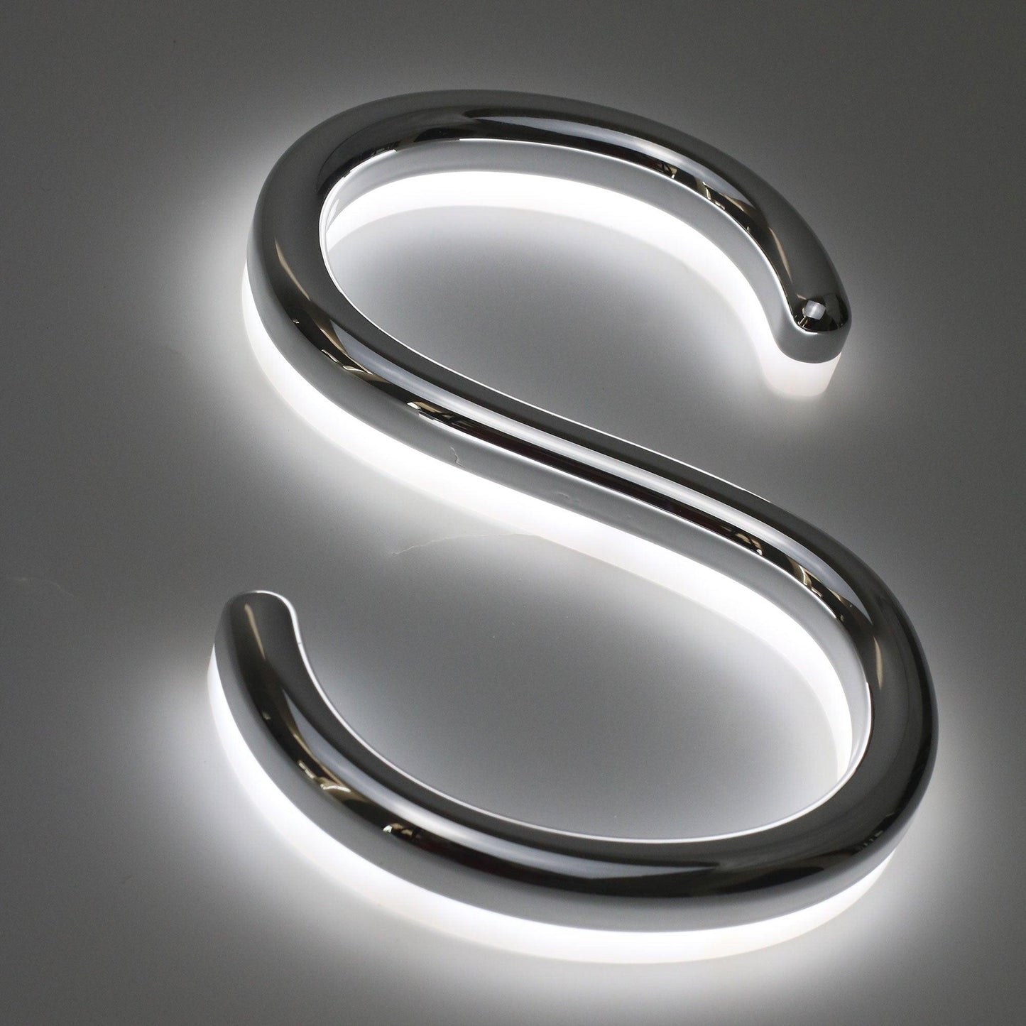 Business sign board logo office indoor outdoor backlit illuminated company wall signage silver coating led 3d letter sign