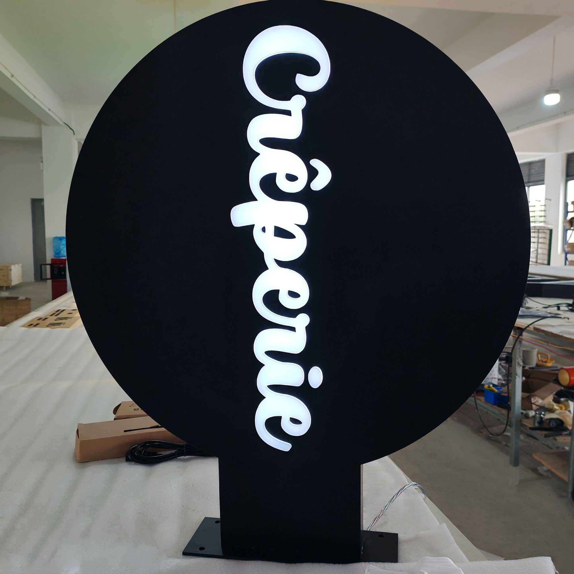 LED RGB outdoor billboard stainless steel double lit lightbox sign custom barber shop wall blade sign