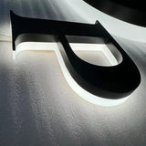 Custom painted stainless steel 3D letters reverse lit channel letters exterior company wall brand signs