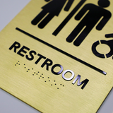 Customized Stainless Steel Gold Brushed Braille Wall Signs Office Indoor 3D Acrylic Cut Braille Sign