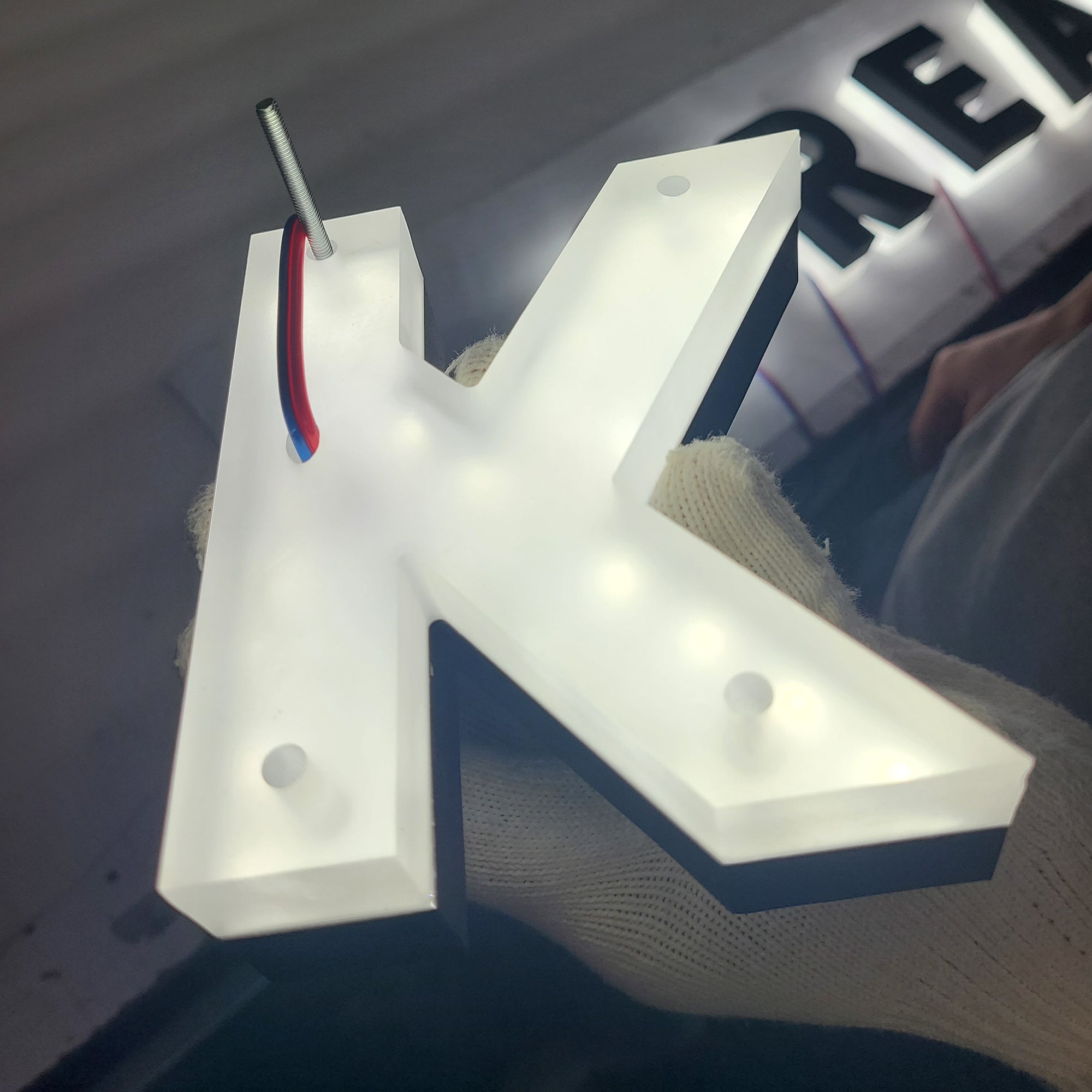 Custom 3D LED backlit stainless steel reverse channel letters exterior company decoration halo lighting logo sign