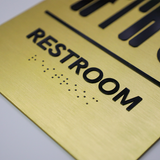 Customized Stainless Steel Gold Brushed Braille Wall Signs Office Indoor 3D Acrylic Cut Braille Sign