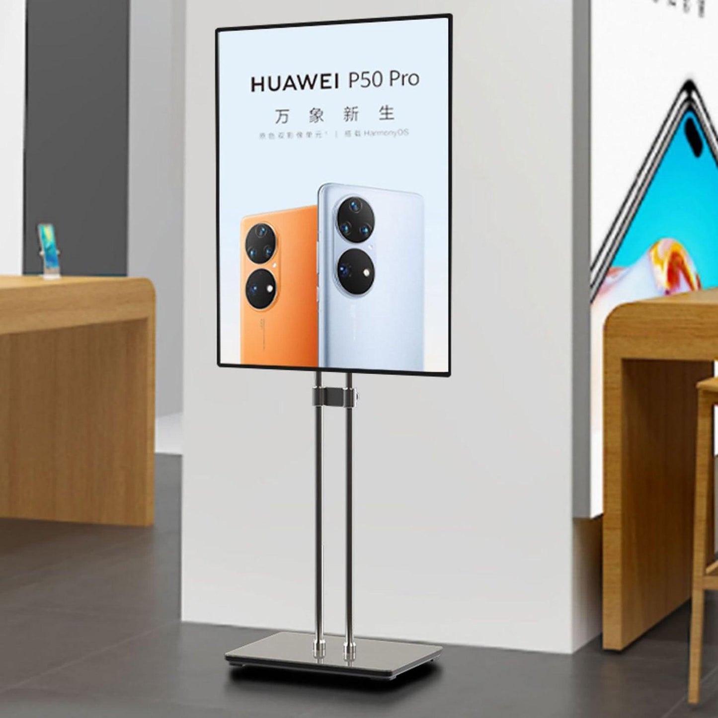 Free Standing Tempering Glass Ultra Thin Lightbox Adjustable Portable LED Advertising Screen Display