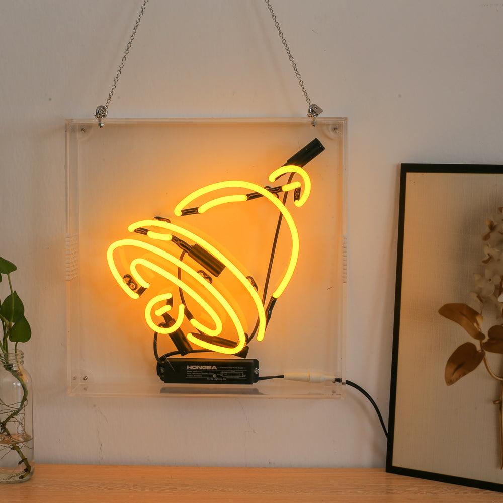 Yellow ring neon sign for decoration,wall hanging glass neon tube sign in box