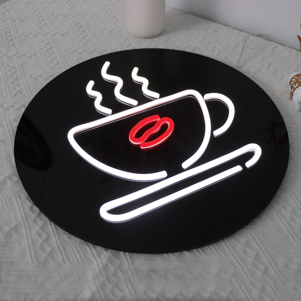 coffee cup neon sign, led neon flex sign with black backboard