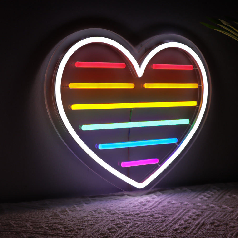 Rainbow heart neon sign, led neon flex sign,neon signs for sale