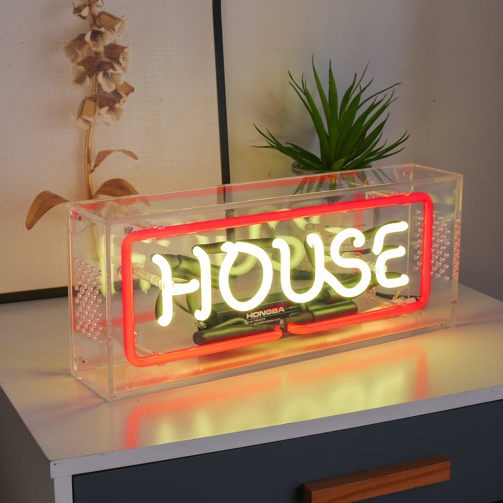 "HOUSE" neon lighting sign,table box led neon flex sign,neon tube box sign