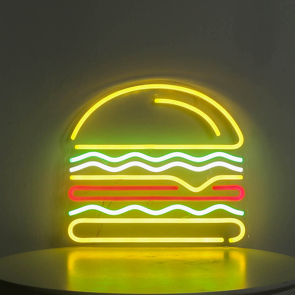 Neon Hamburger lighting,wall mounting neon sign for burger shop