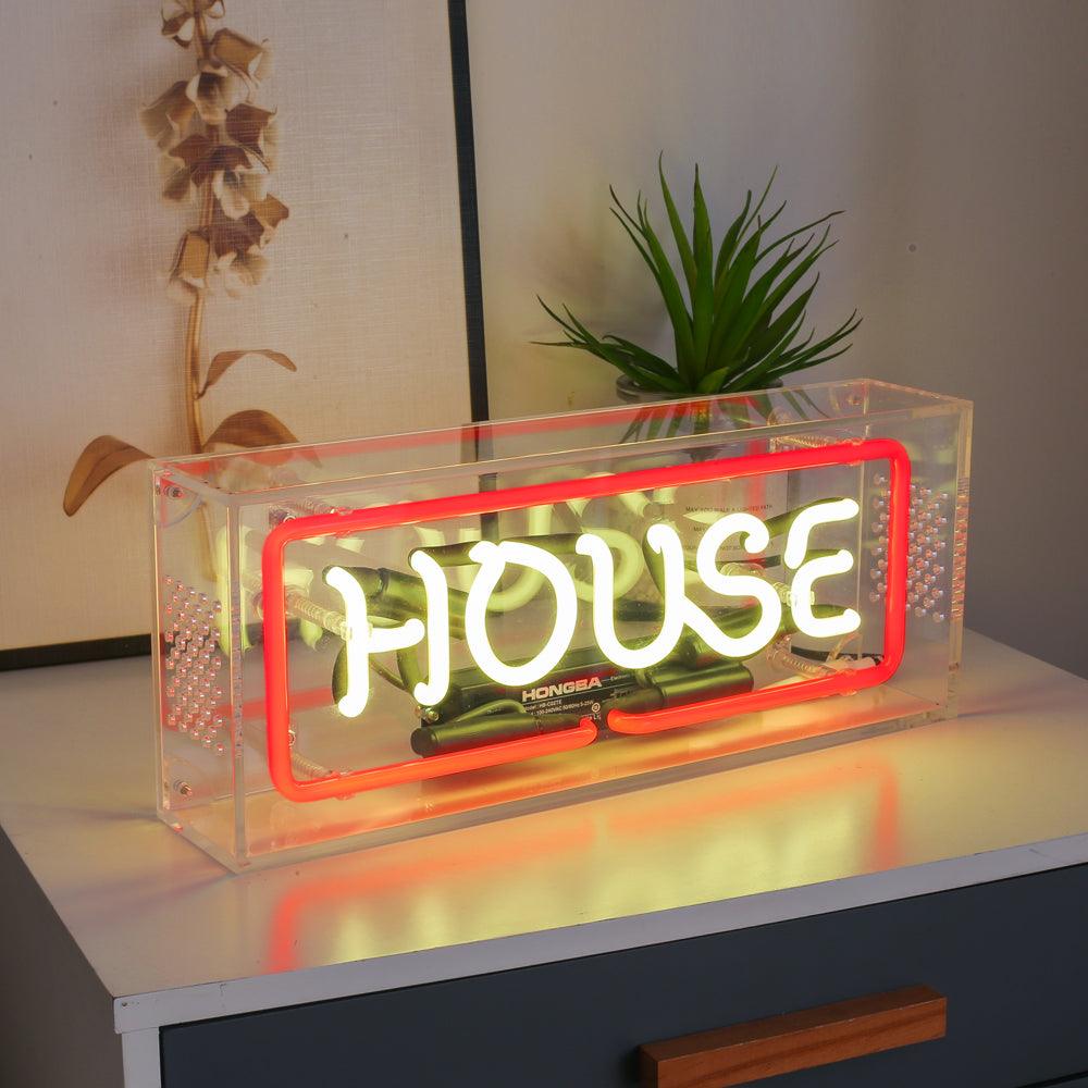 "HOUSE" neon lighting sign,table box led neon flex sign,neon tube box sign