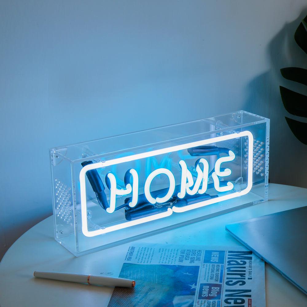 ice blue lighting"HOME" neon sign,home decoration neon sign,glass neon tube sign