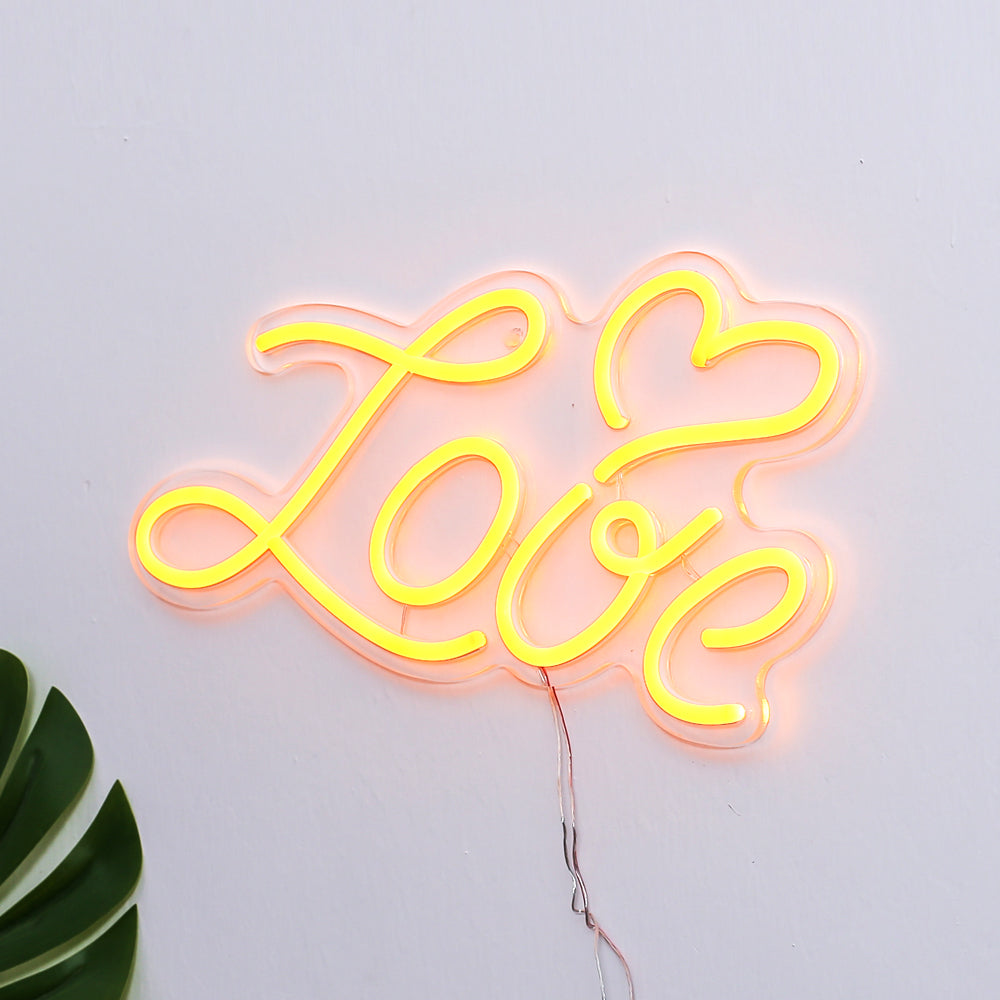 "Love" with heart neon sign, led neon sign board,flex neon letters