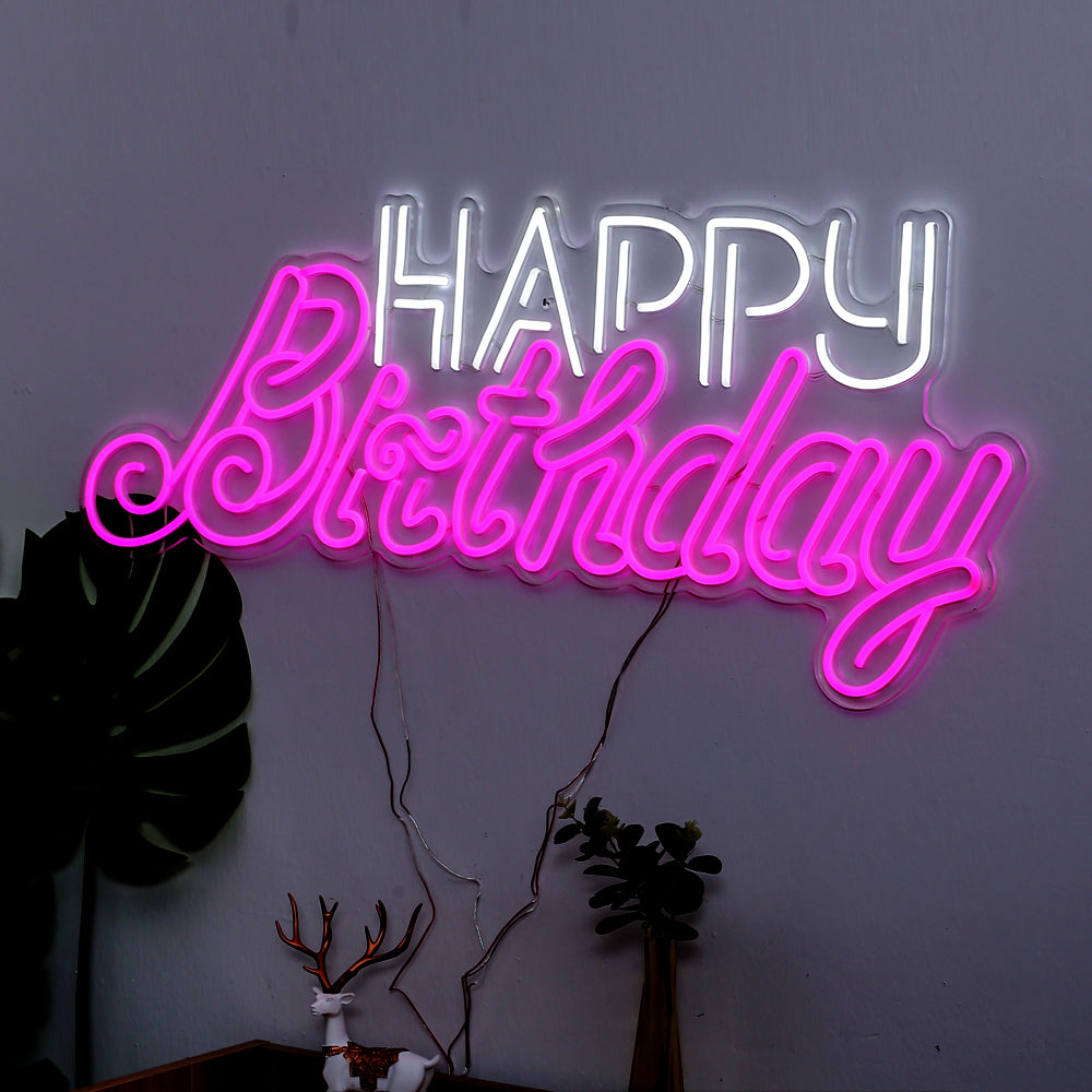 "HAPPY BIRTHDAY" neon sign, led neon sign board,flex neon sign for birthday party