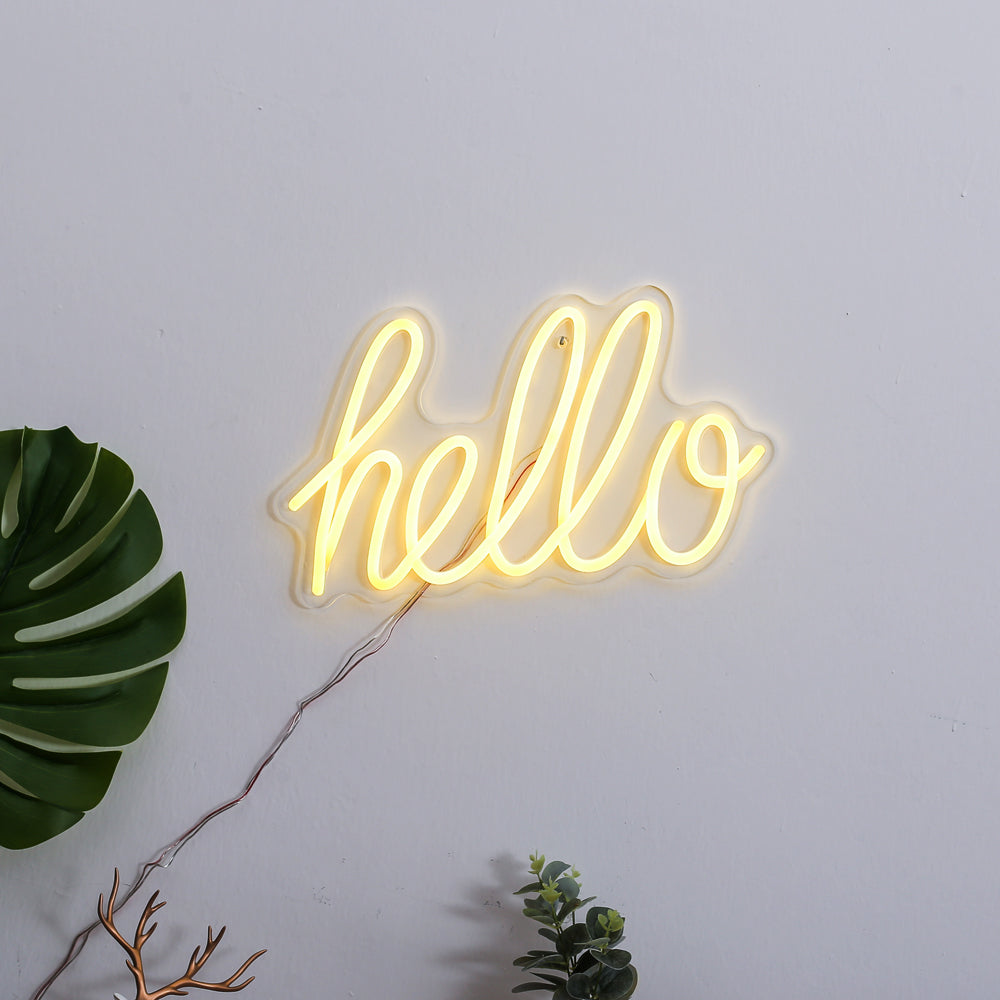 "HELLO" neon sign, led neon sign board,flex neon sign,wall hanging neon sign