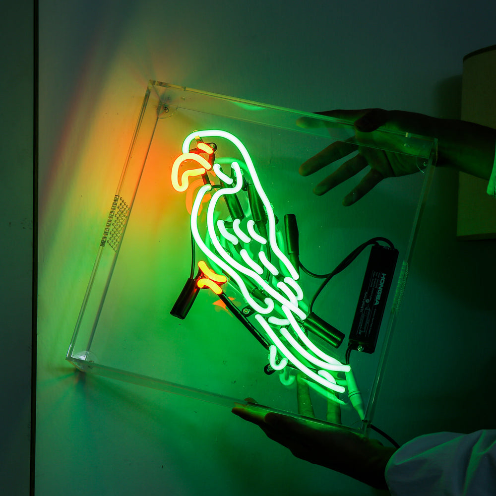 parrot bird neon sign,home decoration neon sign,glass neon tube sign in box