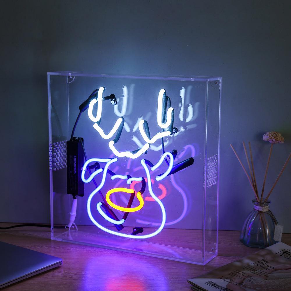 Reindeer neon sign for X'mas,home decoration neon sign,glass neon tube sign in box
