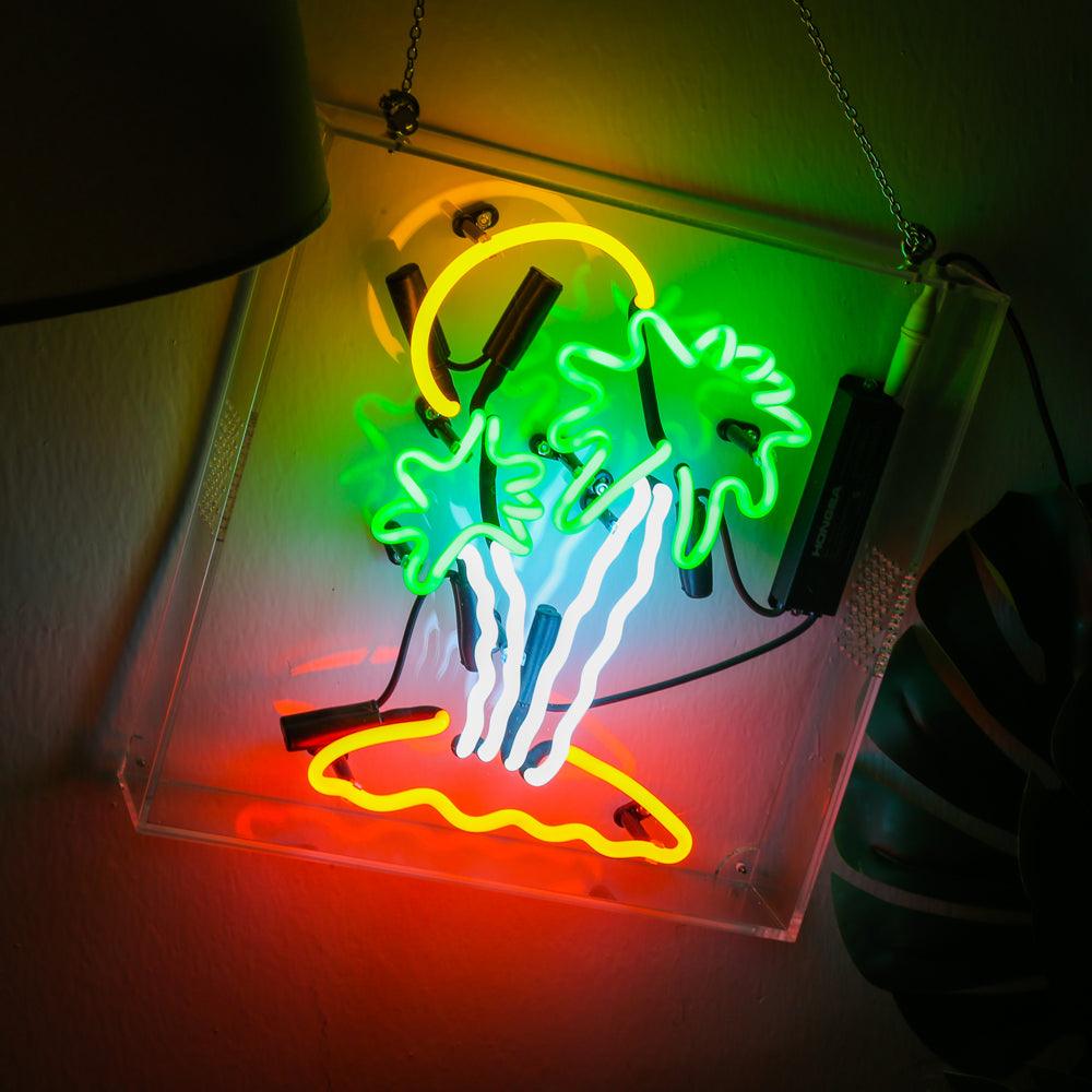 palm tree neon sign,home decoration neon sign,glass neon tube sign in box