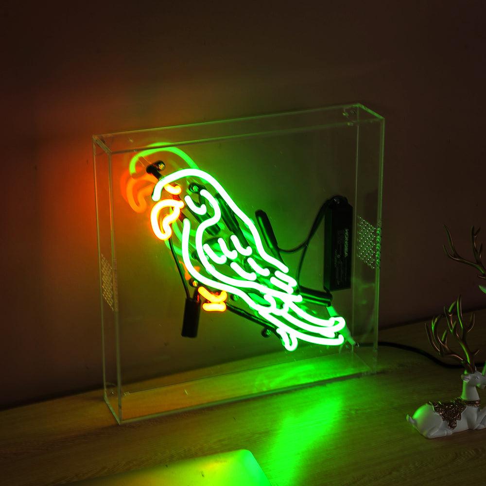 parrot bird neon sign,home decoration neon sign,glass neon tube sign in box