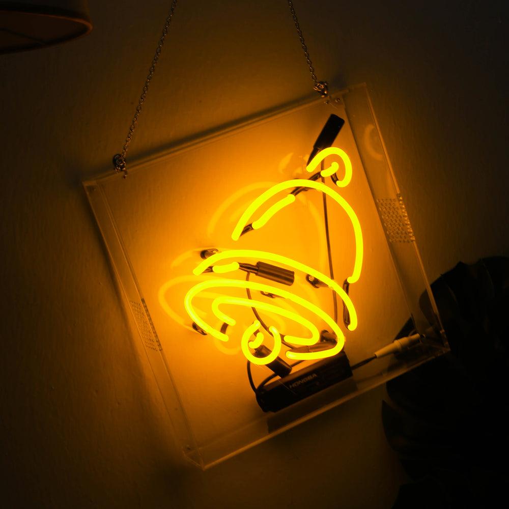 Yellow ring neon sign for decoration,wall hanging glass neon tube sign in box
