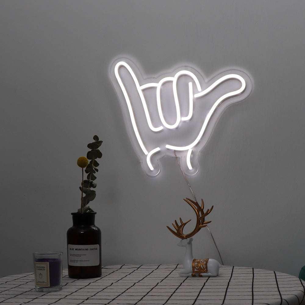 finger gesture led neon sign, led neon board for kids,white lighting faux neon