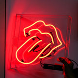 Red neon tongue,neon sign for bar,glass neon tube sign in box