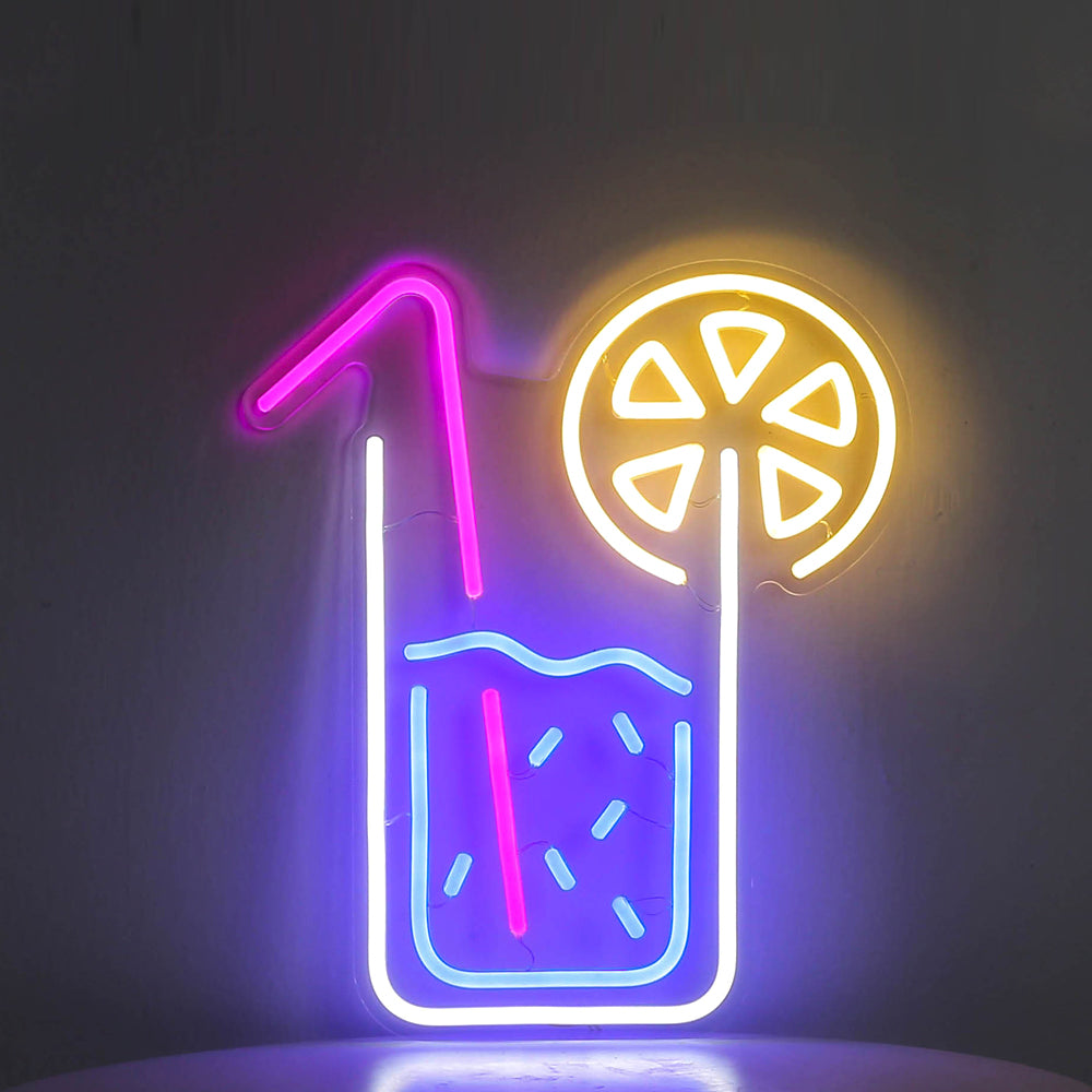 lemon juice glass neon sign, led neon flexible sign board,lighting neon sign