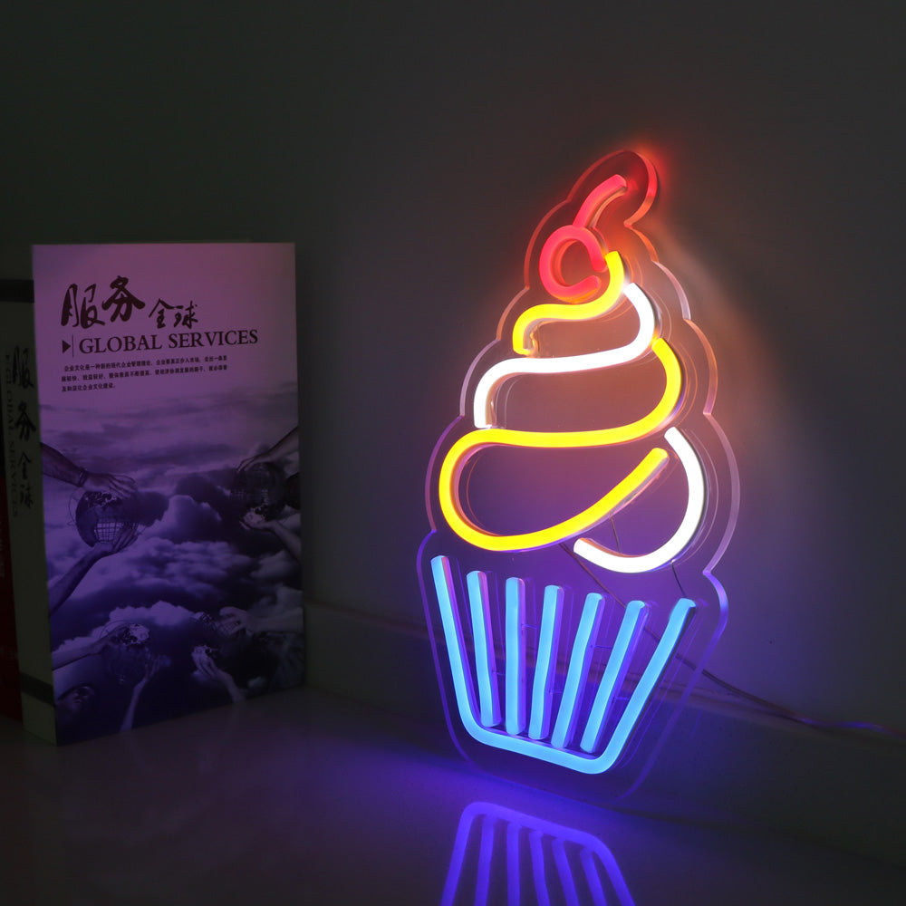 Cherry cup cake led neon sign, led neon board for cake shop