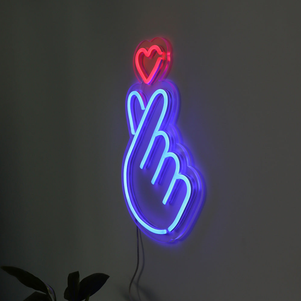 "finger heart" flexible neon sign, led neon board signage